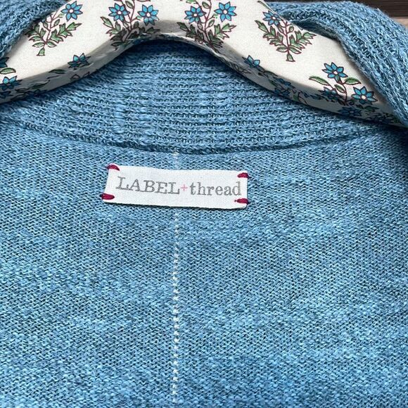 LABEL + thread blue long knit cardigan sweater size medium - Picture 8 of 10